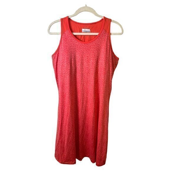 Columbia Dress Womens Large Sleeveless Halter All Over Print Tennis Red Active - Picture 1 of 2